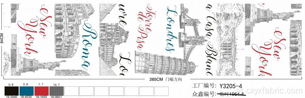 البوليستر برج إيفل تفريق النسيج المطبوع