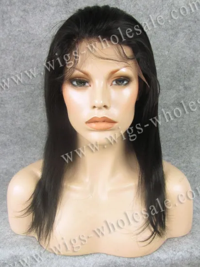 2014 Hot Sell Silk Straight Black Indian Remy Hair Lace Front Human Hair Wig