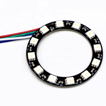 5V SK6813 Addressable RGB LED Ring Light - 12 Leds Diameter 40mm/55mm, SMD 5050 Connector, Black PCB, Dream Full Color
