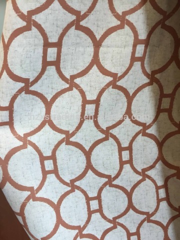 linen look geometric pattern printed woven blackout curtain