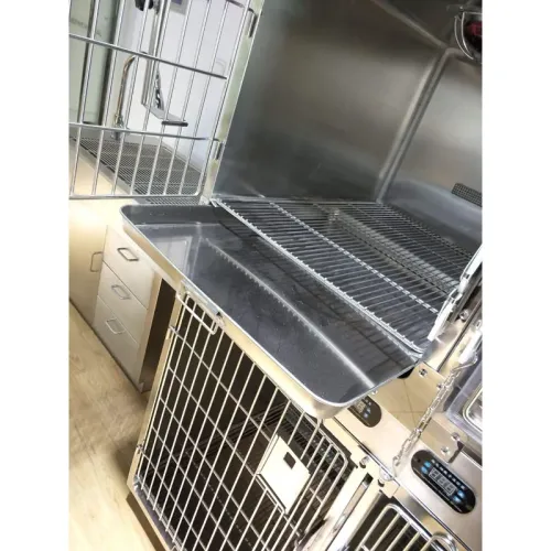 Large Stainless Steel Veterinary Animal Cages with Infrared Lamp