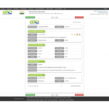 India Customs Data about Membrane Electrode Assembly