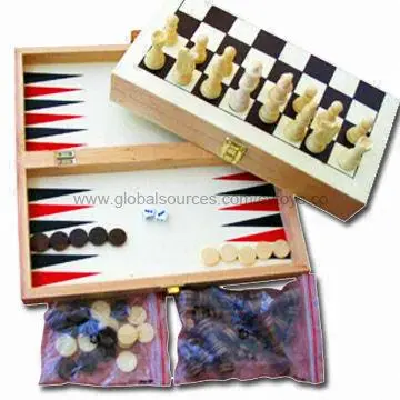 Backgammon Set with Chess Pieces, Chessboard/Chess Box, Sized 29 x 14.5 x 4.5cm, Gift Box Packaging