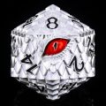 Dragon Scale Metallic 20 Sided Polyhedral Dice 33mm, Over-Sized Solid Metal Dragon Eye D20 Dice (1 Die)