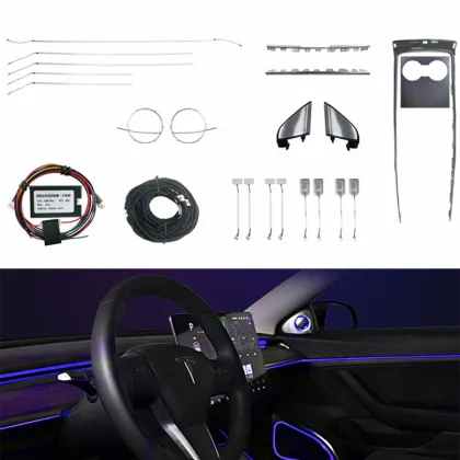2024 New Tesla Model Y 3 Ambient Light Kit - Symphony Interior 22 In1 64 Color Car Ambient Light