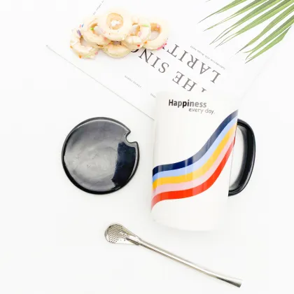 porcelain mug travel mug with spoon ceramic mug