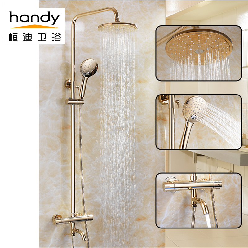 Gold Thermostatic Shower Set