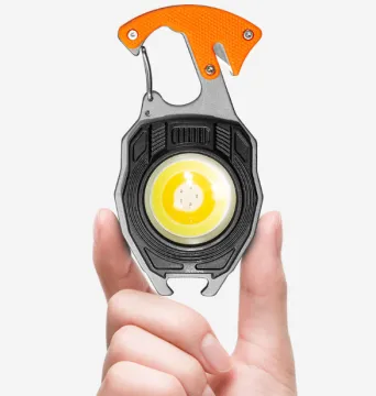 Portable Keychain Flashlight with Magnetic Opener and Coil Lighter for Outdoor Camping