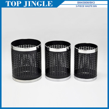 3pcs Double C Decorative Black Bathroom Waste Bin
