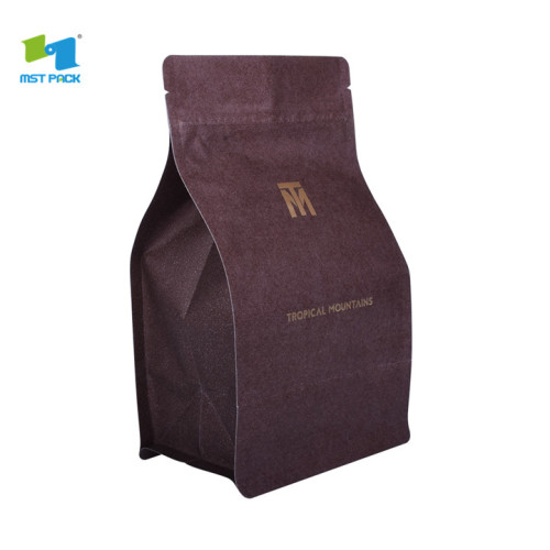 Custom printed hot stamping flat bottom tea zipper packaging bag