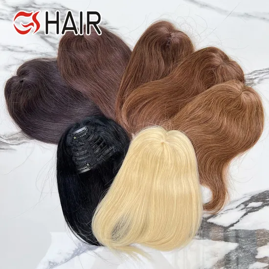Natural Black Brown GS Clip-In Human Hair Bangs Extensions with Temples