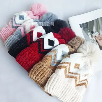 High Quality Unisex Thick Ski Slouchy Winter Chenille Beanie Wool Hat for Women