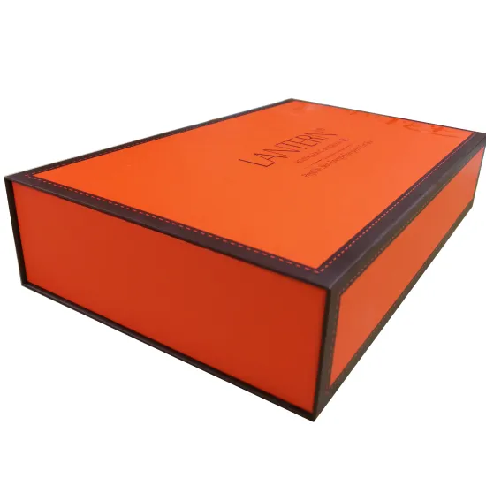 High quality orange cosmetics paper magnetic gift box