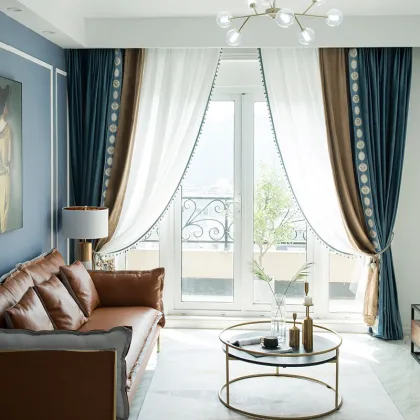 Velvet patchwork curtain fabric