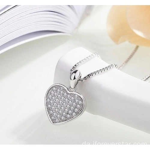 Nye 925 sølv smykker hjerte halskæde Kina