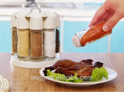 8PCS Magnetic Spice Rack Set Rotary Condiment Seasoning Bottles Rack Plastic Rotating Seasoning Spices Cooking Tools