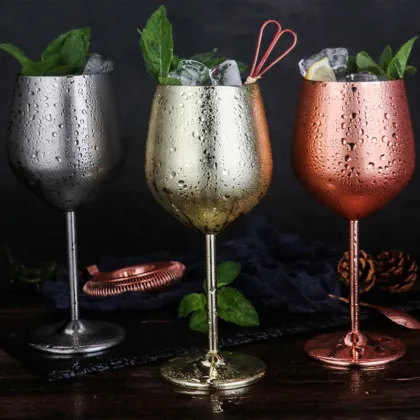 Wholesale Stainless Steel Wine Goblets: 500ML Single Wall Ice Cream & Thermos Wine Cups