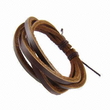 Thin Brown Fancy Belts Unique Unisex Cool Glamy PU Leather Bracelets, OEM/ODM Orders are Welcome