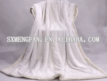 White Short Flush Back Side Berber Fleece Print Plaid Blanket