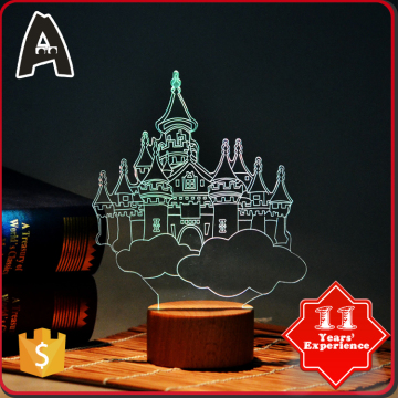 Led Bulb Hot selling castle colorful displays deco light lamp 3d crystal led light base