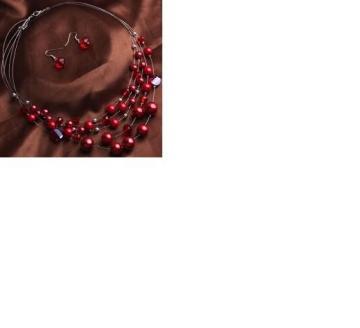 Fashion Mutilayer Pearls And Crystal Beads Earrings and Necklace Set