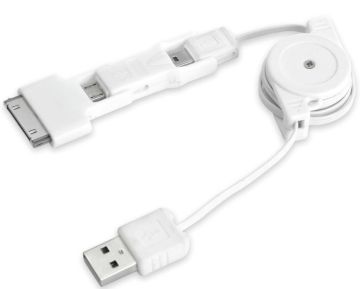 Samsung / Ipad 3 In 1 Retractable Usb Cable Mini Usb To Micro Usb Cables 0.75m