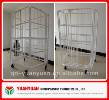 Collapsible wire mesh push roll trolley