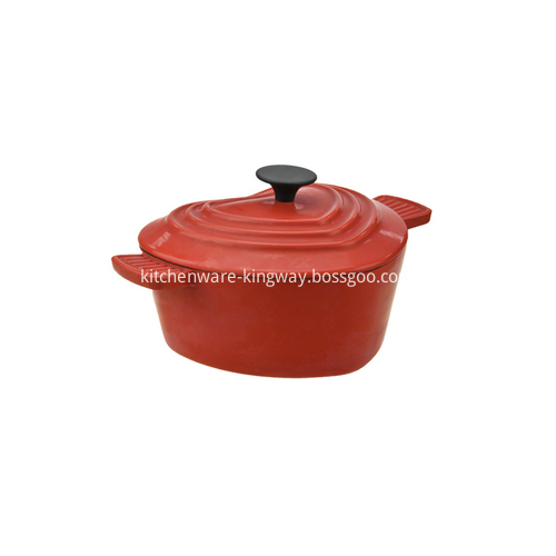 Heart-Shaped Red Cast Iron Casserole Dish