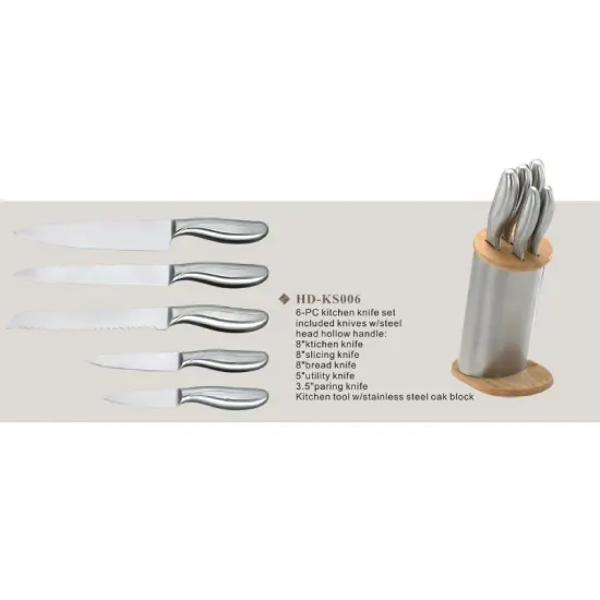 5pcs kitchen knife set with oak wood block