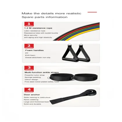 Kang Xia 11PCS Latex Resistance Bands Set: Exercise Bands with Handles and Ankle Straps - Complete Workout Resistance Bands Set