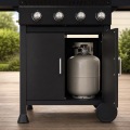Parrilla de barbacoa de gas propano líquido de lujo con 4 quemadores, gabinete de doble puerta de acero inoxidable y 2 ruedas todoterreno