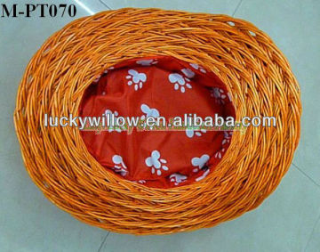5 pcs set Round wicker pet basket with red floral liner