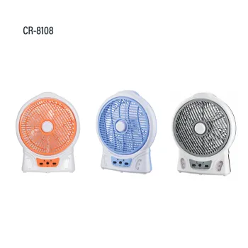 8 Inch Swing Function Table Fan with Night Light: AC/DC Operated and Battery Charged for Emergency Use