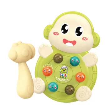 Electronic Light-Up Plastic Whack-a-Mole Push Game Toy with Hammers for Babies