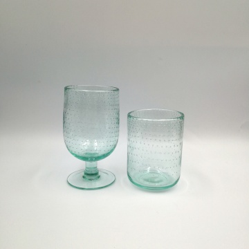 Recycled green color glass tumbler for candle