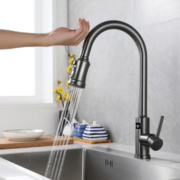 Touchless 304 Stainless Steel Digital Display Automatic Induction Kitchen Faucet