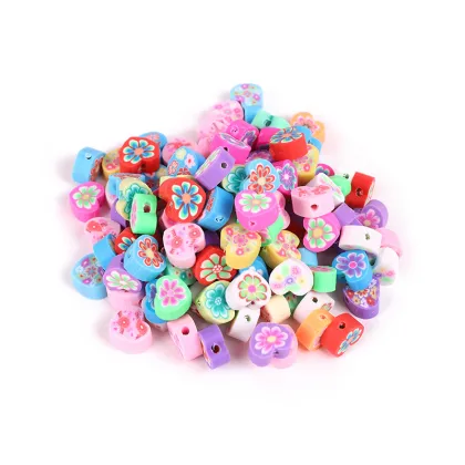 1000pcs Flat Round Love-Shaped Flower Polymer Clay Beads Kit for Bracelet Making