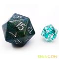 Bescon Glitter Jumbo D20 38MM, Большой размер 20 сторон Dice Glitter Turquoise Green, Большой 20 Faces Cube 1,5 дюйма