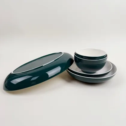 Modern Royal Wedding Dinnerware Set with Custom Logo - Soup Salad Bowl and Pasta Plate for Restaurants & Hotels