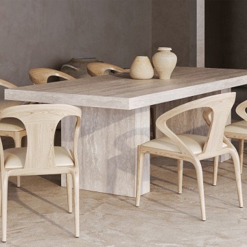 Design simples mesa de jantar de pedra natural