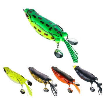 Frog Lure 25g/95mm Soft Bait with Double Sequins and Colorful Silk - 5 Colors Artificial Fishing Bait