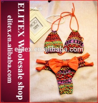 2017 online wholesale orange butterfiyknot sexy print bikini swimwear CK341a