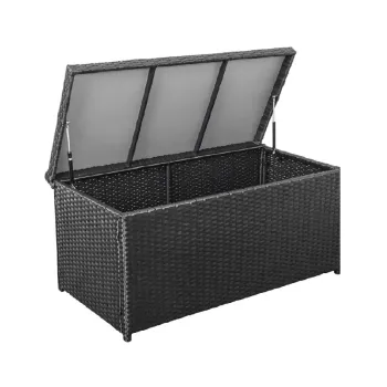 Outdoor Storage Deck Box & Wicker Rattan Garden Furniture Set
