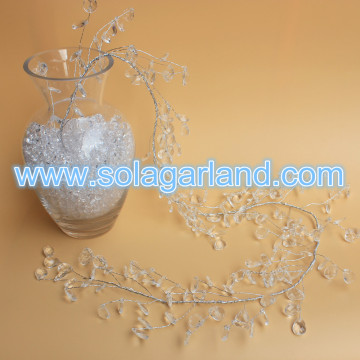 Crystal Bead Leaves Sprigs With Wire Trim