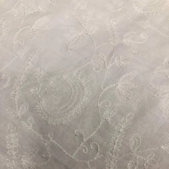 White Line Embroidery Fabric