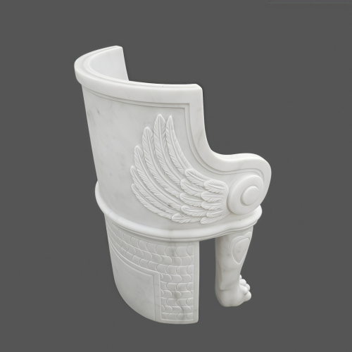 Luxurious Hand-Carved White Marble Chair