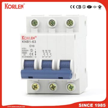 6ka Mini Circuit Breaker with CE KNB1-63 3P