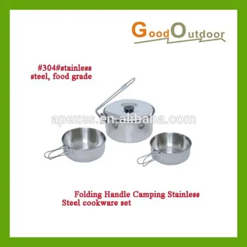 H31 Folding Handle Camping Stainless Steel cookware set