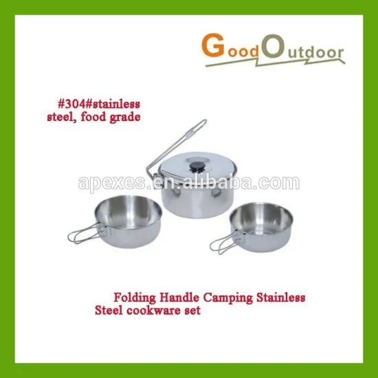 H31 Folding Handle Camping Stainless Steel cookware set