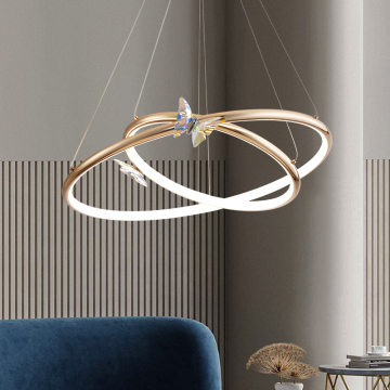 Modern Minimalist Iron Acrylic Dimmable LED Chandelier for Living Room